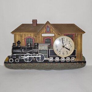 Vintage Platinum Santa Fe Train Wall Clock Keeps Time